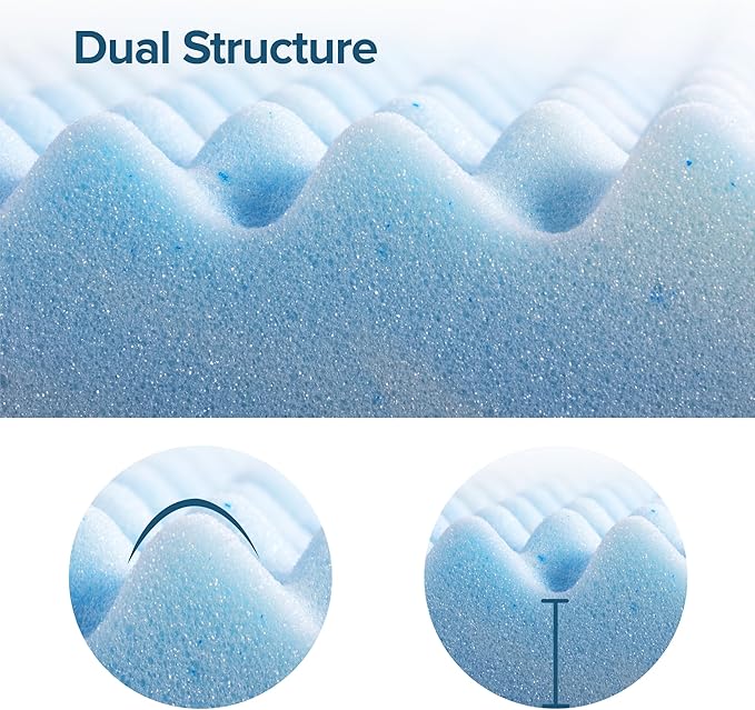 ZINUS 4 Inch Swirl Gel Cooling Memory Foam Mattress Topper, Smaller, More Convenient WonderBox Packaging, Cooling, Airflow Design, CertiPUR-US Certified, Full