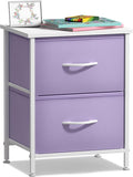 Sorbus Nightstand with 2 Drawers - Kids Bedside Furniture End Table Night Stand - Steel Frame, Wood Top & Easy Pull Fabric Bins - Dresser & Chest for Home, Bedroom Accessories, Office & College Dorm