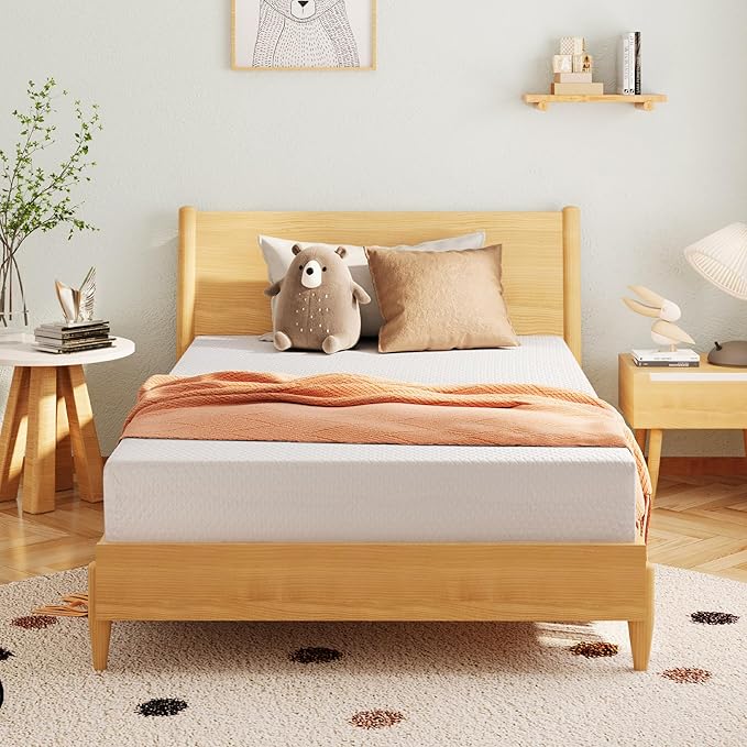EGOHOME Twin Size Memory Foam Mattress, 10 Inch Bed Mattress in A Box with Cooling Green Tea Gel, Relieve Pressure with Medium Support, CertiPUR-US Certified, 75''L x 38''W, White