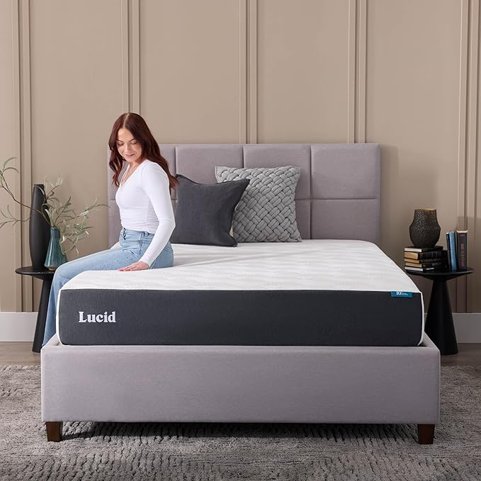 Lucid 10 Inch Memory Foam Mattress - Firm Feel - Infused with Refreshing Bamboo Charcoal and Cooling Gel - Bed in a Box - Temperature Regulating - Pressure Relief - Breathable - California King Size