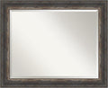 Amanti Art Brown Bathroom Mirror for Over Sink, 27x33 Bark Rustic Char Rectangle Vanity Mirror, Large Country Rustic Frame, Hangs Horizonally and Vertically, Bathroom Wall Decor, Beveled Edge