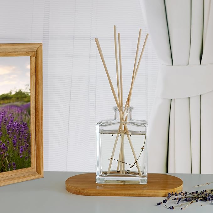 Urban Naturals Lemon Verbena Reed Diffuser Set with Reed Sticks – Tart Citrus with Bergamot & Greens – Sleek Rectangular Refillable Glass Bottle – Made in The USA