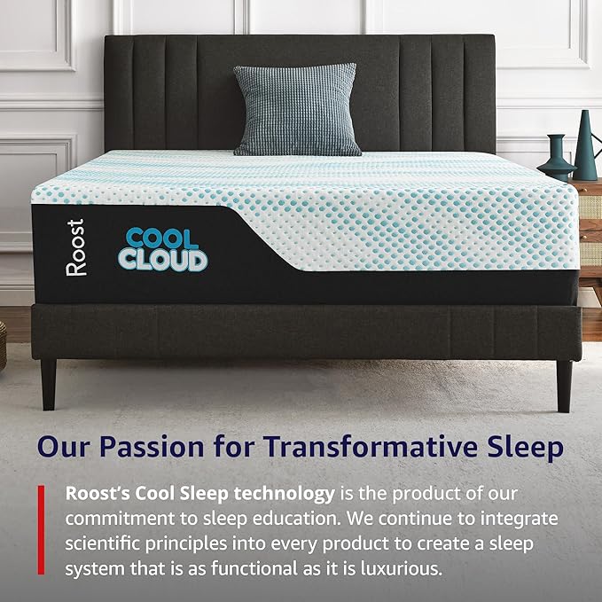 ROOST SLEEP Memory Foam Mattress, 12-Inch Twin – Cool Cloud Gel Foam Bed for Supportive Comfort and Pressure Relief – Soft, Breathable Cover for Restful Sleep