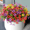 Artificial Flowers Faux Plants Outdoor Fake Flowers Spring Decor,12 Bundles Outdoor Flower Plastic Plant Colorful Daisy UV Resistant for Porch Patio Yard Garden Pot Planters