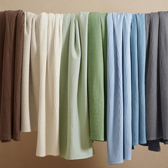 PHF 100% Cotton Waffle Weave Blanket King Size for Bed,Snag Proof Lightweight Breathable Moisture-Wicking Throw for Couch,Great for Layering in Cold Weather,Machine Washable,Home Decor Gift-Linen