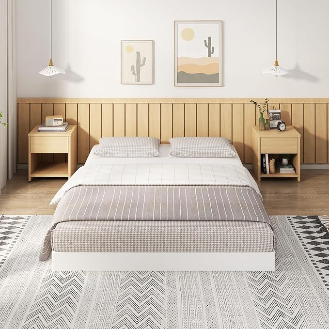EMODA 4 Inch Full Box Spring Bed Base, 3000 LBS Heavy Duty Metal Mattress Foundation with Fabric Cover, Easy Assembly, Black
