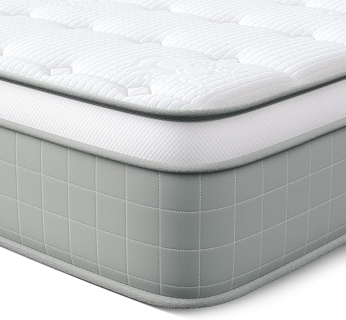 Vesgantti Full Size Mattress, 12 Inch Innerspring Hybrid Full Mattress in a Box, Pressure Relief Pocket Spring Double Bed Mattress with Memory Foam & Knitted Fabric, Medium Firm, CertiPUR-US