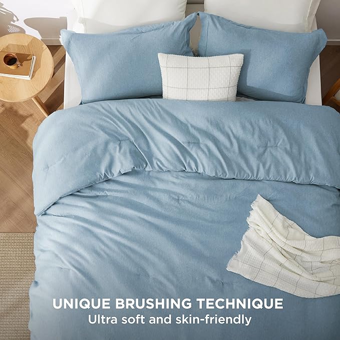Bedsure King Size Comforter Set - Storm Blue Soft Bedding for All Seasons, Cationic Dyed Bed Set, 3 Pieces, 1 King Size Comforter (104"x90") and 2 Pillow Shams (20"x36"+2")
