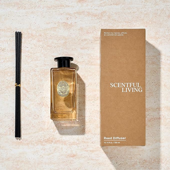 M&SENSE 10.14 oz Large Reed Diffuser Set | Cinnamon Vanilla Scent Oil Diffuser with Sticks |Hotel Collection Non-Toxic Essential Oil |for Bedroom Bathroom Living Room