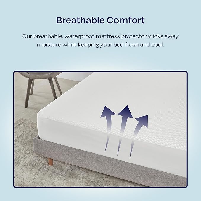 California Design Den Premium Waterproof Mattress Protector for Full Size Bed - Soft, Cooling, Noiseless, Machine Washable, Fitted Mattress Cover with 8-20 Inch Deep Pockets