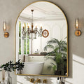 HARRITPURE Arched Wall Mirror – 30"x40" Arch Bathroom Mirror Metal Frame Vanity Mirror for Bedroom, Entryway Dresser Decor, Gold