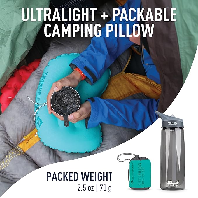 Sea to Summit Aeros Ultralight Inflatable Camping and Travel Pillow, Large (17.3 x 12.6), Sea Foam