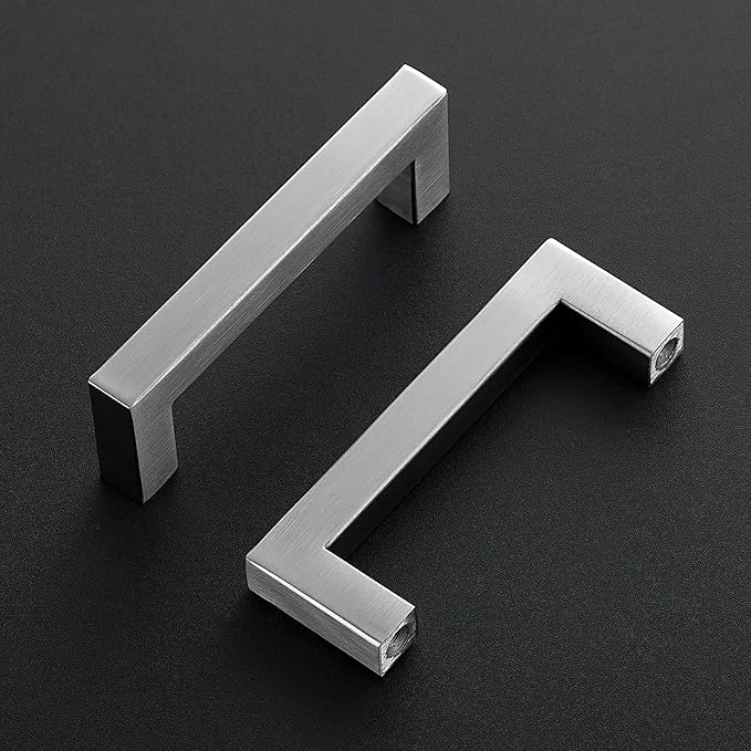Ravinte 25 Pack Brushed Nickel Kitchen Cabinet Handles 3-1/2 Inch Cabinet Pulls Square Kitchen Hardware for Cabinet Drawer Pulls Drawer Handles Come with Screwdriver