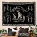 OSUNBD Viking Warship Tapestry Wall Hanging - Large 106x70 inches Storm & Celtic Runes on Soft Flannel Aesthetic Mythology Tapestries Norse Mythology Art for Bedroom, Living Room Decor