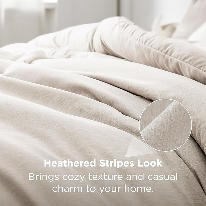 Bedsure King Size Comforter Set - Beige King Comforter Set, Soft Bedding for All Seasons, Cationic Dyed Bedding Set, 3 Pieces, 1 Comforter (104"x90") and 2 Pillow Shams (20"x36"+2")