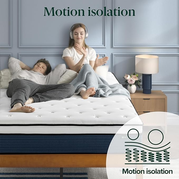 ZINUS 10 Inch Comfort Support Hybrid Mattress [New Version], Queen, Fiberglass Free, Medium Plush, Motion Isolation, Certified Safe Foams & Fabric, Mattress in A Box