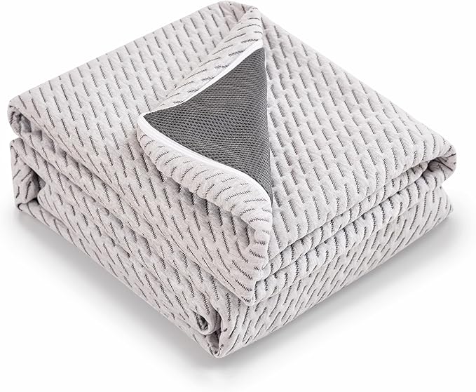 Subrtex Cover for Mattress Topper King Size 3 Inch (Only Cover) Mattress Topper Protector Bedding Removable Encasement with Zipper Closure