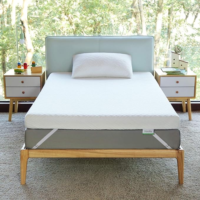 Novilla 3 Inch Foam Mattress Topper Twin, Medium Firm Memory Foam Mattress Topper, Gel Infused for Motion Isolation & Pressure Relieving, with Breathable Cover, Twin Size