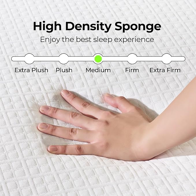 Rolanstar 10 Inch Queen Mattress Gel Memory for Cool Sleep & Pressure Relief, Medium Firm Feel, CertiPUR-US Certified, Mattress in a Box, White