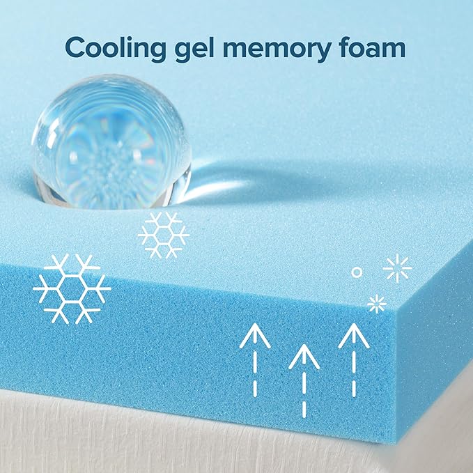 ZINUS 3 Inch Green Tea Cooling Gel Memory Foam Mattress Topper, Smaller, More Convenient WonderBox Packaging, Cooling Gel Foam, CertiPUR-US Certified, Full