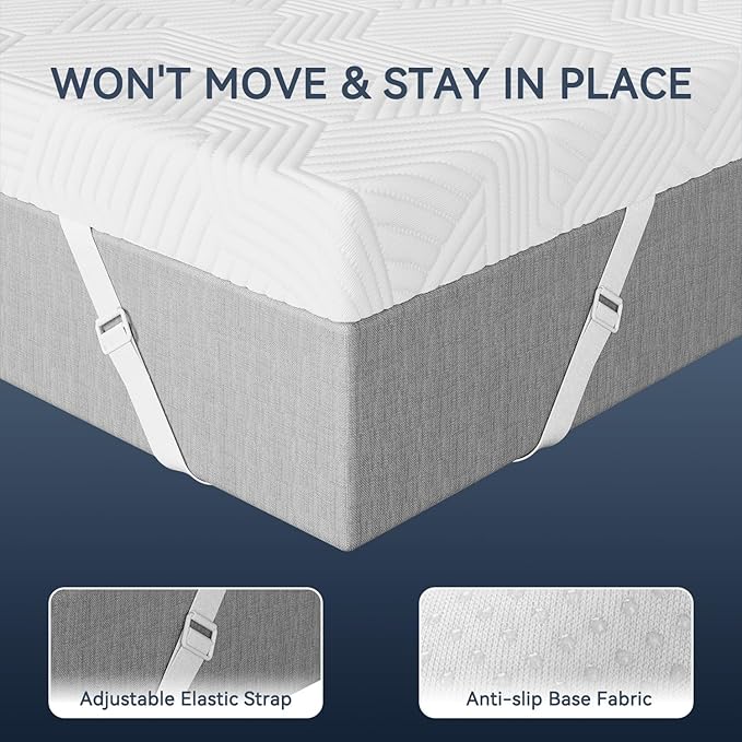 ELEMUSE 3 Inch Gel Memory Foam Mattress Topper Cal King Size Pressure-Relieving Mattress Topper for Back Pain,Non-Slip Design with Removable & Washable Cover, CertiPUR-US