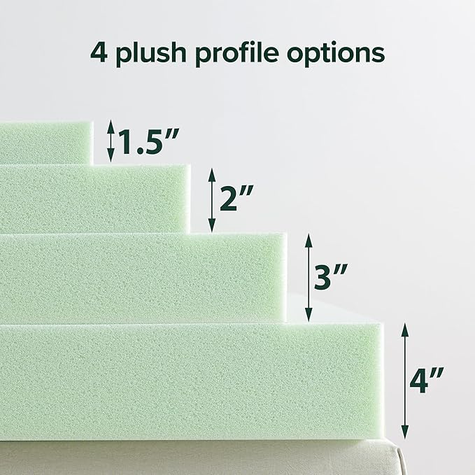ZINUS 4 Inch Green Tea Memory Foam Mattress Topper, Smaller, More Convenient WonderBox Packaging, Pressure-Relieving Layers, CertiPUR-US Certified, Queen