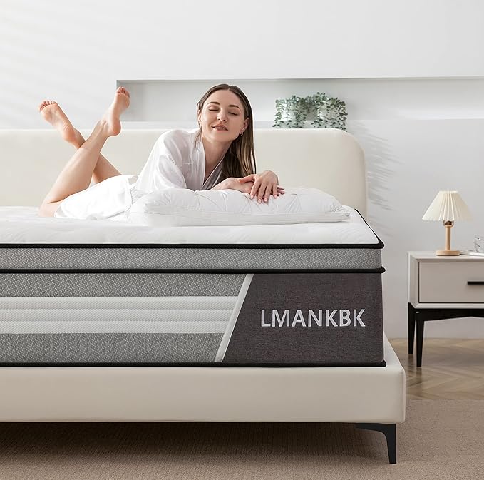 King Mattress,12 Inch King Size Mattress in a Box,Gel Memory Foam and Innerspring Hybrid Mattresses with Individual Pocket Spring for Motion Isolation,Pressure Relief,Medium Firm Feel