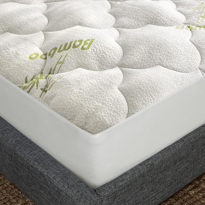 Air Mattress Cover Queen Size Thick Mattress Cooling Pad, Viscose Made from Bamboo Quilted Mattress Topper, Noiseless Extra Plush Pillow Top Mattress Topper Queen Fits 8-23 Inches Deep Mattresses