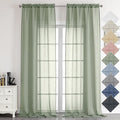 Aiyufeng Kirei Long Sage Green Sheer Curtains 96 Inch - Linen Look Privacy Sheer Curtains Window Treatment Drapes Farmhouse Decor for Bedroom Living Room Sliding Glass Door, 40Wx96L, 2 Panels