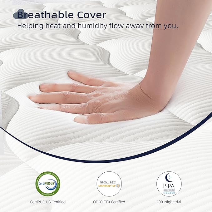 Crystli Queen Mattress 14 Inch - Hybrid Mattress Bed in a Box, Medium Firm Support, Pressure & Pain Relief for All Sleepers, CertiPUR-US Certified, Reinforced Edge Support, Motion Isolation