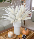 7 PCS Artificial Fall Stem Fake Plants, 26 in Fake Leaves Autumn Greenery Branches White Flowers Faux Foliage DIY Stems for Vase Thanksgiving Home Kitchen Office Indoor Centerpiece Table Decoration