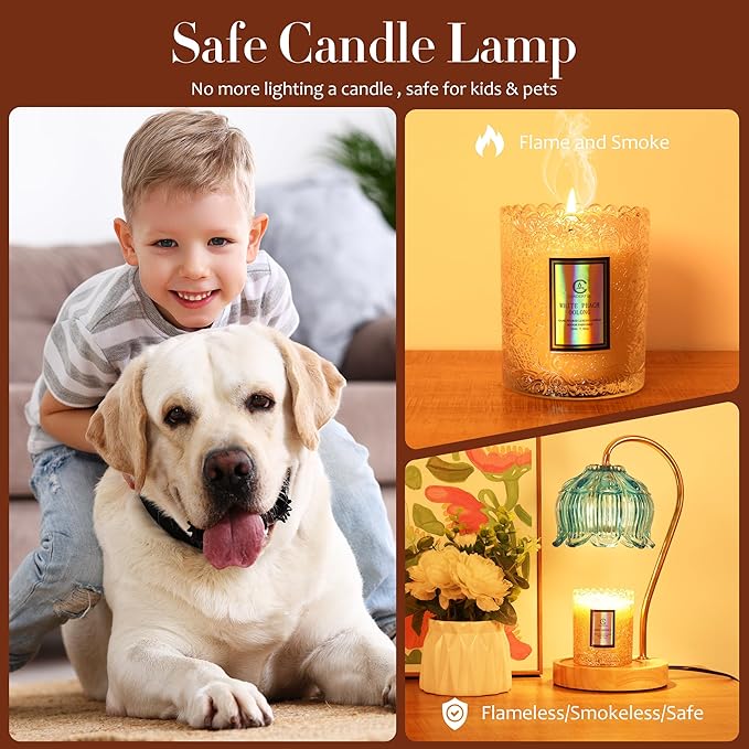 Flower Candle Warmer Lamp with Timer & Dimmer - Fits All Jar Scented Candles - House Warming & Mother's Day Gift for Women，Mom，Her