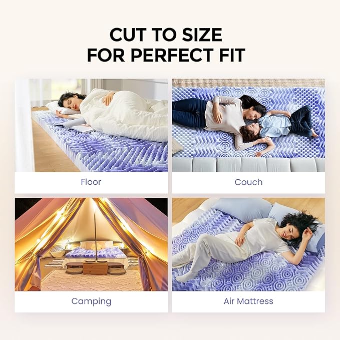 Dreamsmith 4 Inch 7-Zone Twin Memory Foam Mattress Topper, Cooling Gel Infused Foam Mattress Pad, Twin Size Bed, CertiPUR-US Certified, Dorm Room Essentials
