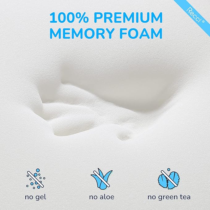 RECCI Memory Foam Mattress Topper, Pressure-Relieving Mattress Topper for Back Pain, Non-Slip Design with Removable & Washable Cover, CertiPUR-US Certified, 3 Inch Twin