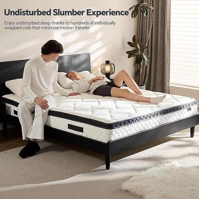 King Size Mattress in a Box, 10 Inch Hybrid Mattress with Individual Pocket Spring & Memory Foam, Soft, Motion Isolation, Medium Firm Comfort for Pressure Relief, CertiPUR-US Certified