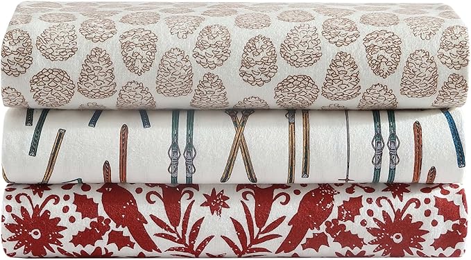 Eddie Bauer - Full Sheets, Cotton Flannel Bedding Set, Brushed For Extra Softness, Cozy Home Decor (Little Creek Pine Cone Beige, Full)