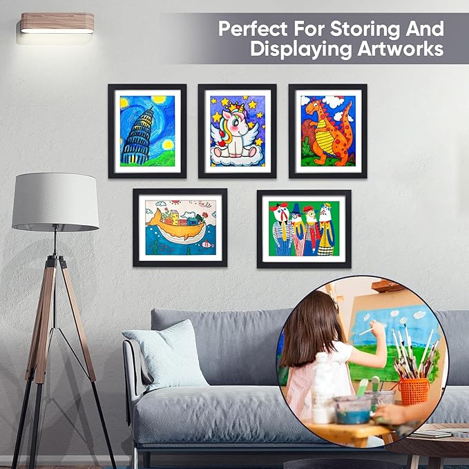 [3-Pack]Kids Artwork Frames Changeable - Kids Art Frame,Kids Art Frames Front Opening Holds 150,Children Art Projects Kids Art Frames,10x12.5 Picture Frame for Display Kid Art Work,With Storage(Black)
