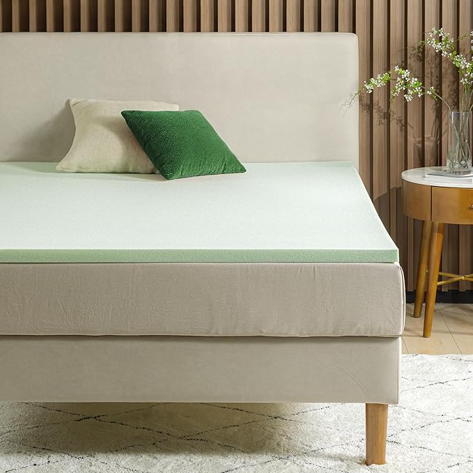 ZINUS 2 Inch Green Tea Memory Foam Mattress Topper, Smaller, More Convenient WonderBox Packaging, Pressure-Relieving Layers, CertiPUR-US Certified, Queen