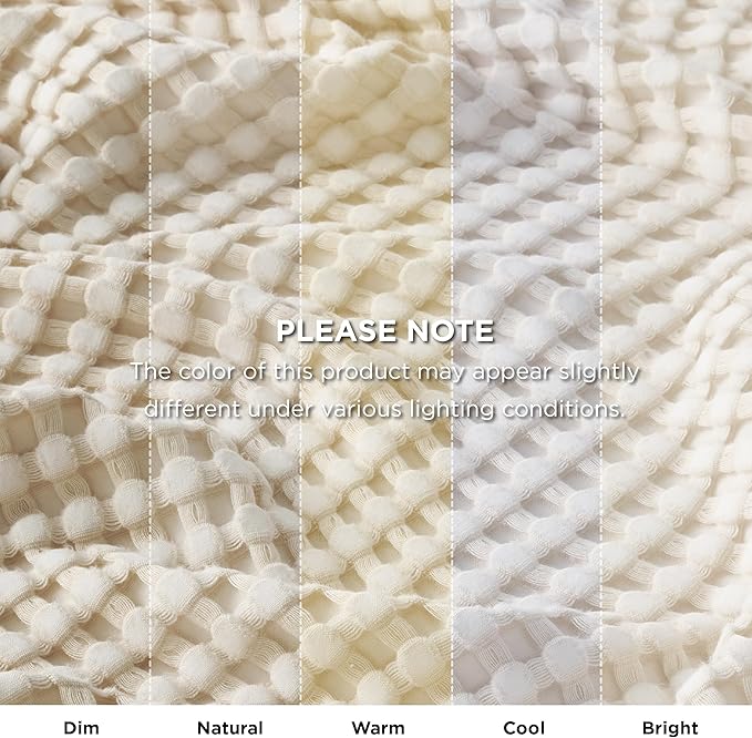 Bedsure Cooling Cotton Waffle King Size Blanket - Lightweight Breathable Blanket of Rayon Derived from Bamboo for Hot Sleepers, Light Beige, 104x90 Inches