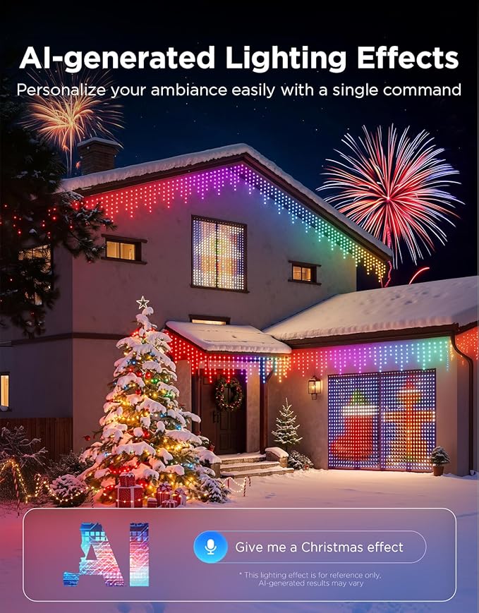 Govee Christmas Lights 2, RGBWIC 99FT 300LEDs Holiday String Lights with Shape Mapping Function, Smart LED Decoration for Indoor Outdoor Tree, 130+ Preset Scenes, Voice and APP Control, Green Wire