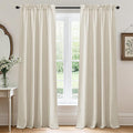 RYB HOME Living Room and Bedroom Curtains and Drapes Linen Sheer, Light Filtering Curtains 84 inches Long, Weave Textured/Rod Pocket, Cream Colored, W 52 x L 84 inches, 2 Panels Set