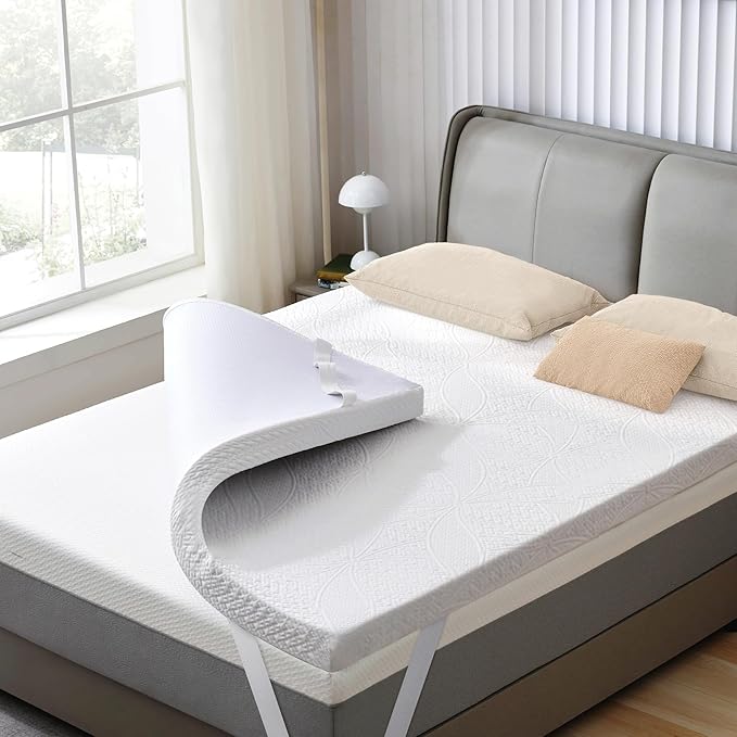 SINWEEK 2 Inch Gel Memory Foam Mattress Topper with Cooling Cover Ventilated Soft Mattress Pad, Bed Topper, CertiPUR-US Certified, Queen Size