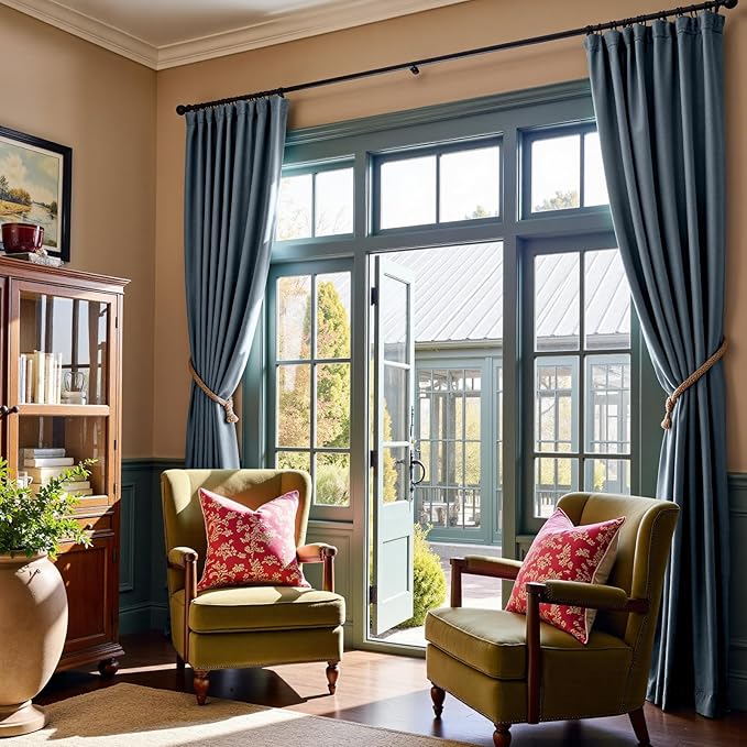 Lazzzy Velvet Blackout Curtains Thermal Insulated Room Window Drapes Super Soft Luxury Curtains for Living Room Bedroom Rod Pocket 2 Panels, Dark Slate, 52" W x 120" L