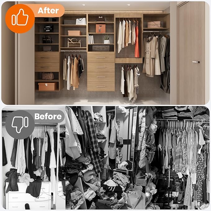 ROOMTEC 31.5" Double Hanging Closet Unit, Modular Closet System with Hanging Rod, Wardrobe Organizer for Bedroom or Walk-in Closet, Wall Mounted, Customizable Clothes Storage Unit, Wood