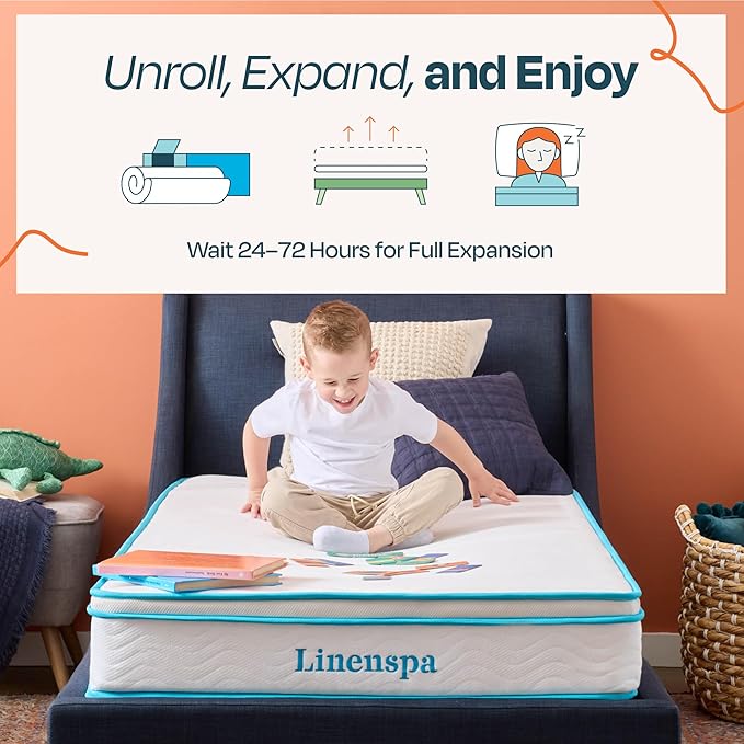 Linenspa 8 Inch Memory Foam and Spring Hybrid Mattress - Medium Firm Feel - Bed in a Box - Quality Comfort and Adaptive Support - Breathable - Cooling - Guest and Kids Bedroom - Twin XL Size