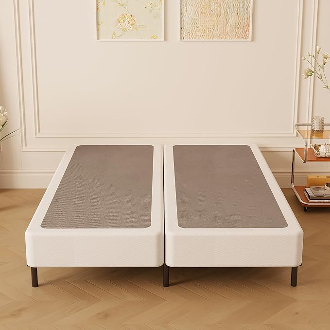 Split Full Box Spring 5 Inch, Easy Assembly Bed Foundation, Heavy Duty Low Profile Metal Box Spring for Full Bed with Fabric Cover, Noise Free