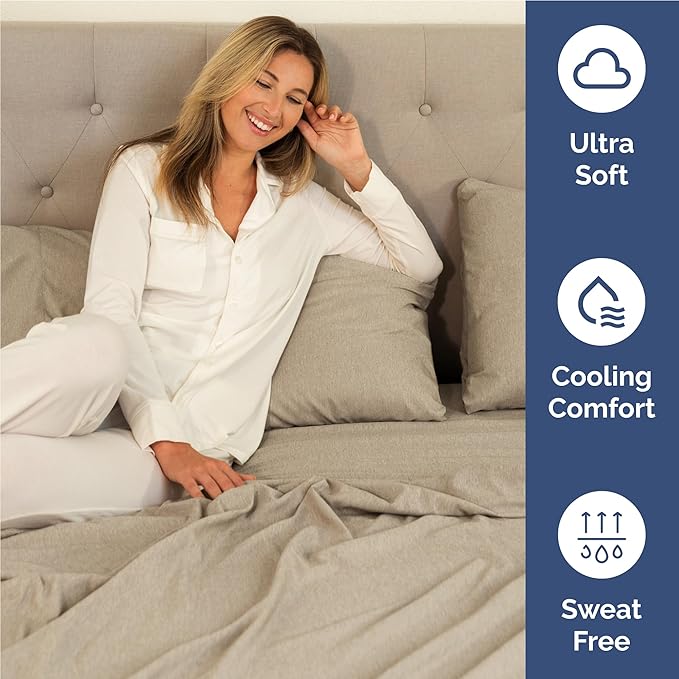 Twin XL Size 3 Piece Sheet Set - Comfy Breathable & Cooling Bed Sheets Set - Hotel Luxury Bedding for Women, Men, Kids, Teens, Boys & Girls - Deep Pockets and Wrinkle Free - Beige (Heathered Sheets)