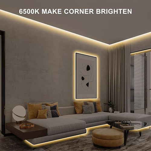 16.4ft COB Led Strip Light with Remote, 2700K Dimmable Bright Warm White Led COB Strip Light, White Led Strip Light for Mirror, Stair, Cabinet, Room