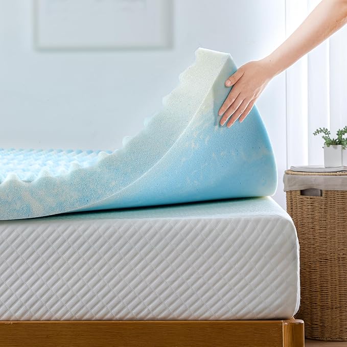 ZINUS 4 Inch Swirl Gel Cooling Memory Foam Mattress Topper, Smaller, More Convenient WonderBox Packaging, Cooling, Airflow Design, CertiPUR-US Certified, Queen