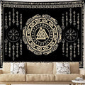 OSUNBD Nordic Viking Tapestry Wall Hanging - Large 100x90 inches Soft Flannel with Valknut, Celtic Runes & Norse Mythology Scandinavian for Bedroom, Living Room Decor